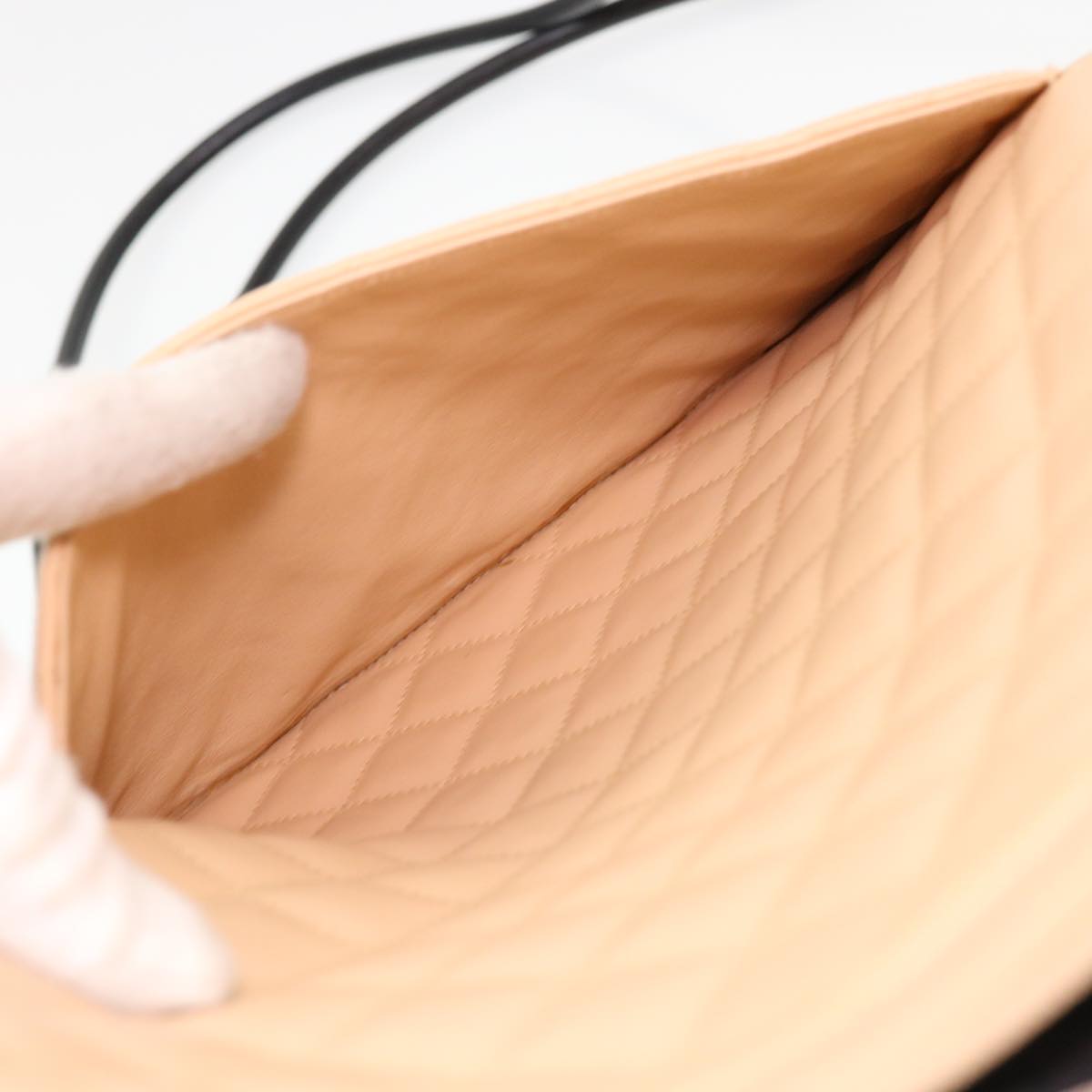 CHANEL Cambon Line Shoulder Bag Caviar Skin Beige CC am4027