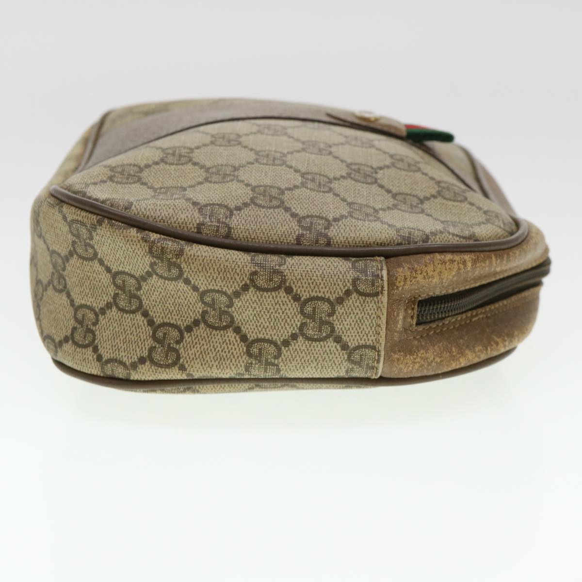 GUCCI GG Canvas Web Sherry Line Clutch Bag Beige Red Green am4114