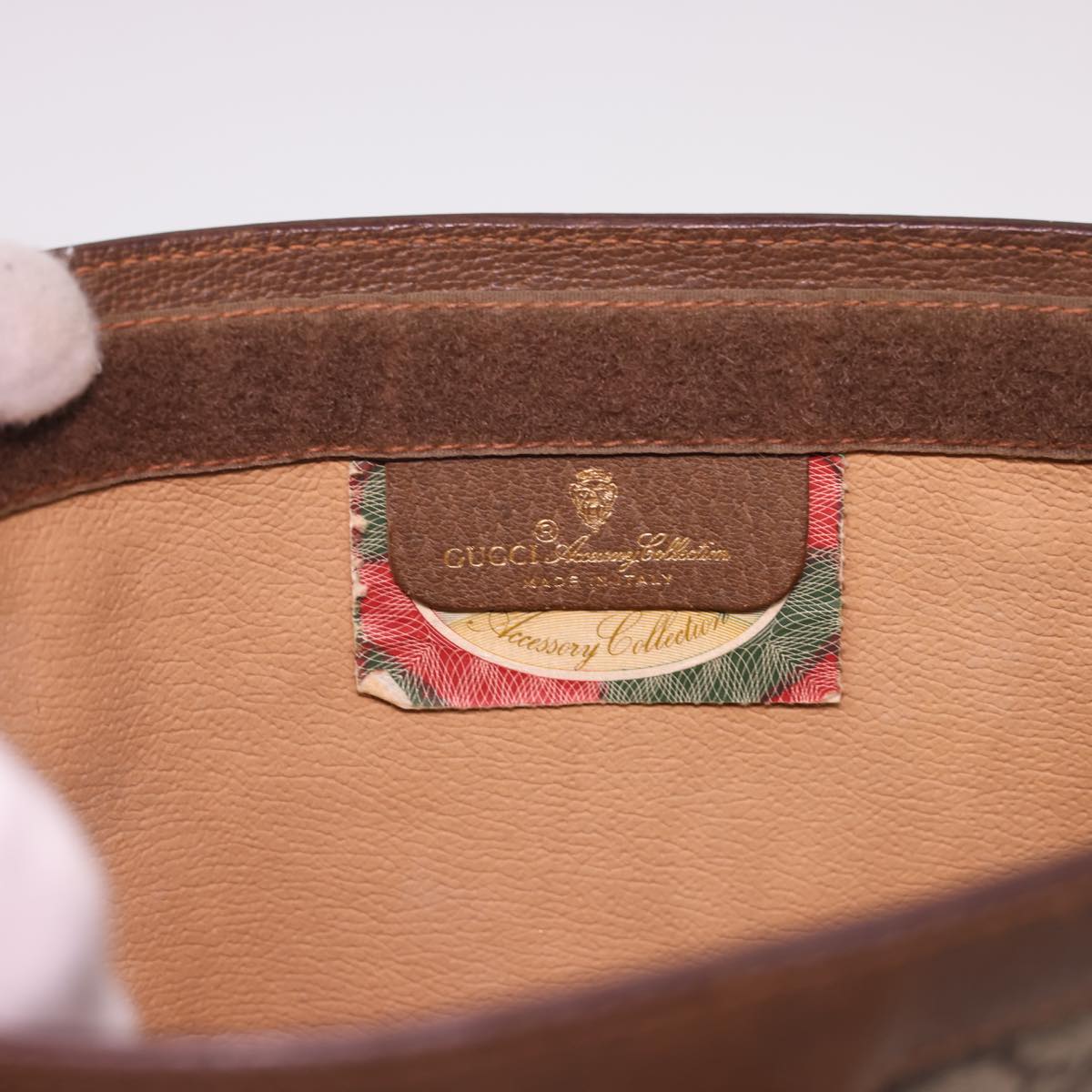 GUCCI GG Canvas Web Sherry Line Clutch Bag PVC Leather Beige Red am4171