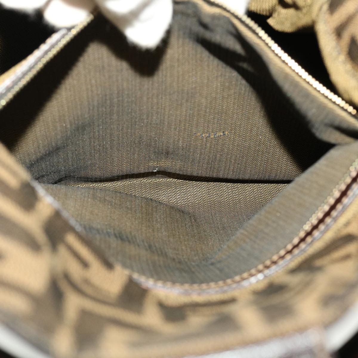 FENDI Zucca Canvas Mamma Baguette Shoulder Bag Nylon Brown Black am4225