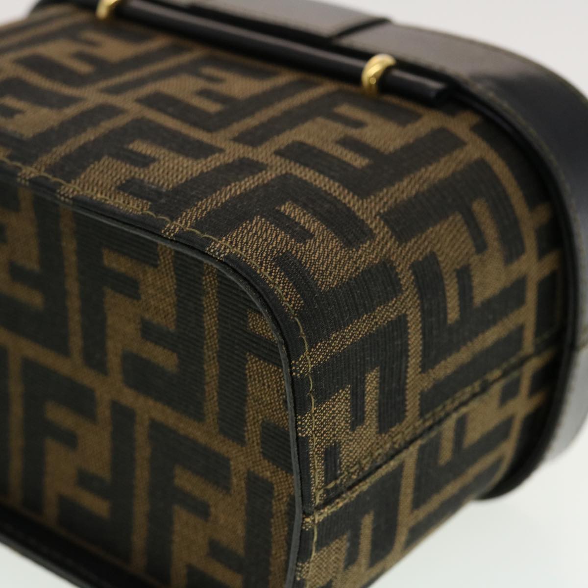 FENDI Zucca Canvas Hand Bag Nylon 2way Brown Black am4252A