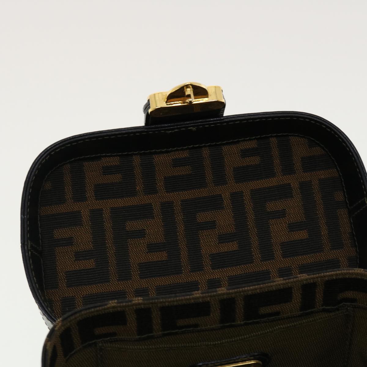 FENDI Zucca Canvas Hand Bag Nylon 2way Brown Black am4252A