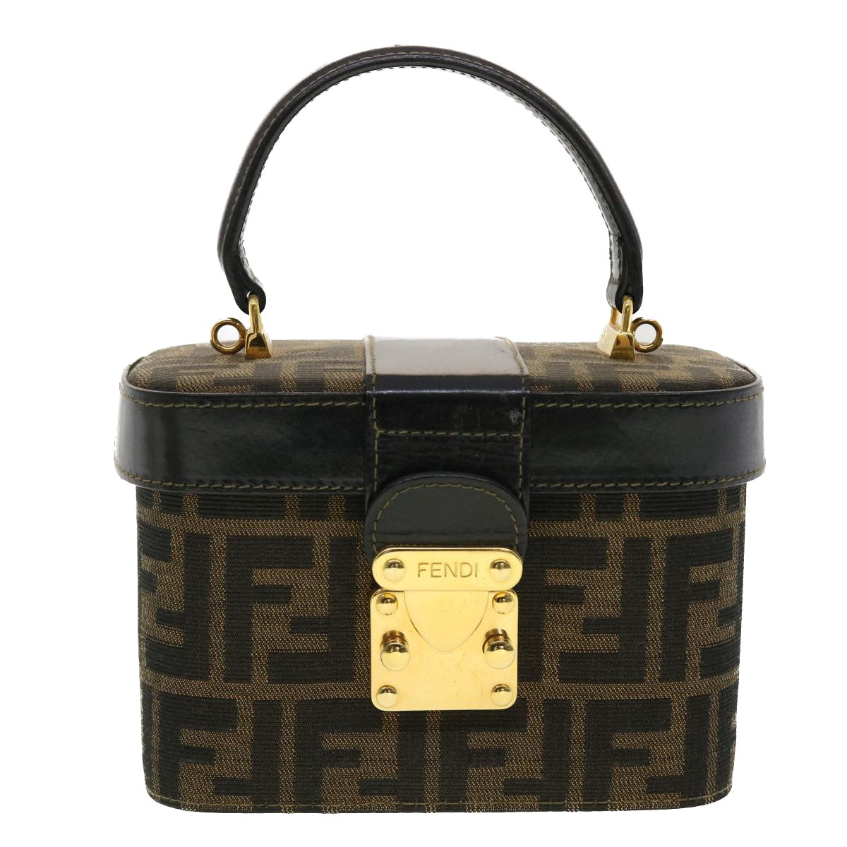 FENDI Zucca Canvas Hand Bag Nylon 2way Brown Black am4252A
