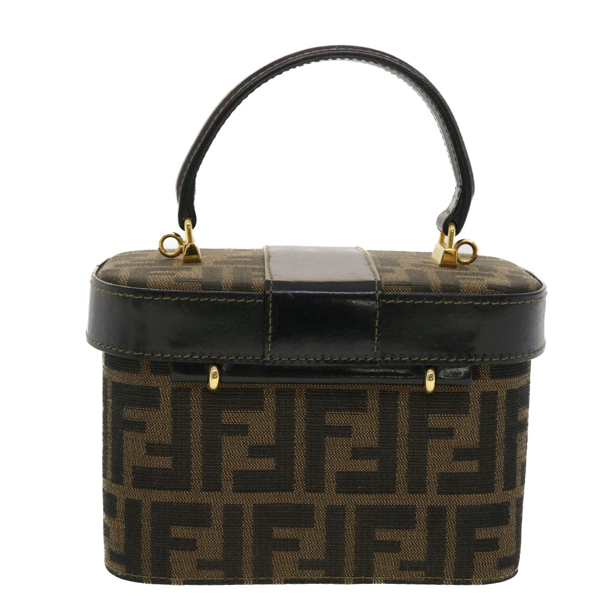 FENDI Zucca Canvas Hand Bag Nylon 2way Brown Black am4252A