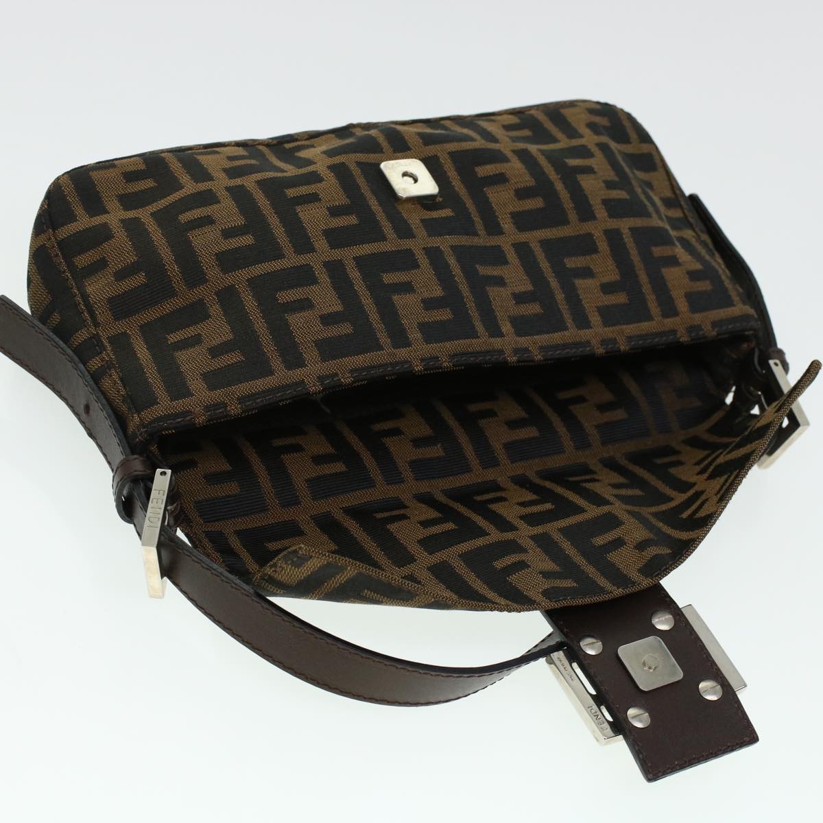FENDI Zucca Canvas Mamma Baguette Shoulder Bag Brown 2321.26424 am4274
