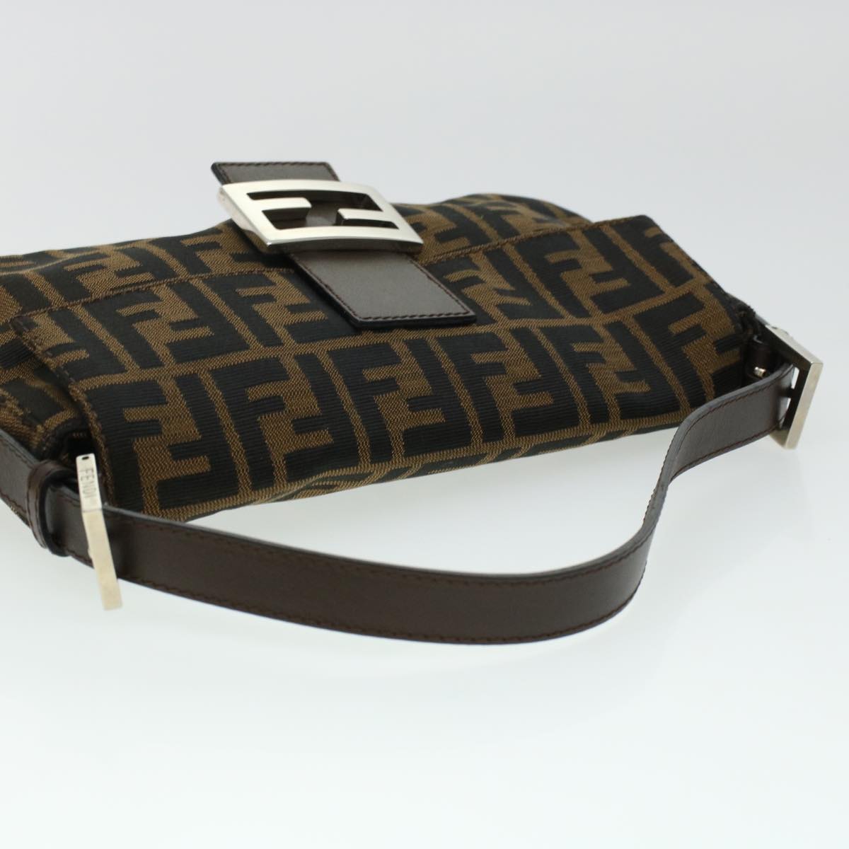 FENDI Zucca Canvas Mamma Baguette Shoulder Bag Brown 2321.26424 am4274