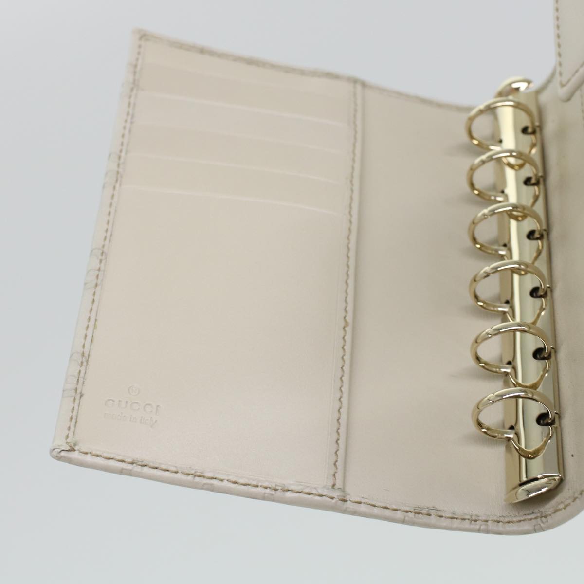 GUCCI GG Canvas Day Planner Cover Leather White 115240 am4294