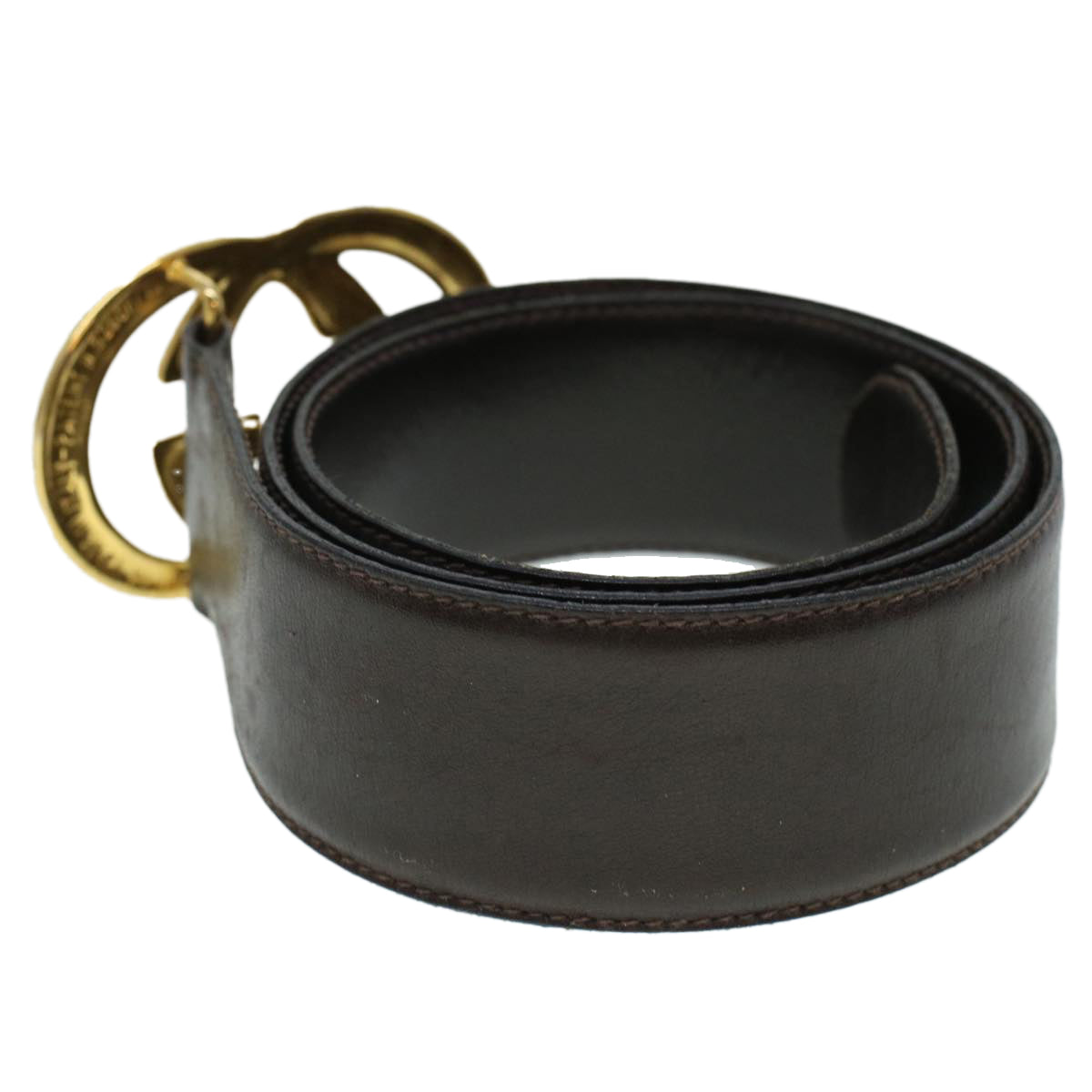 GUCCI Belt Leather 33.1"""""""" Brown 52808/75 am4354