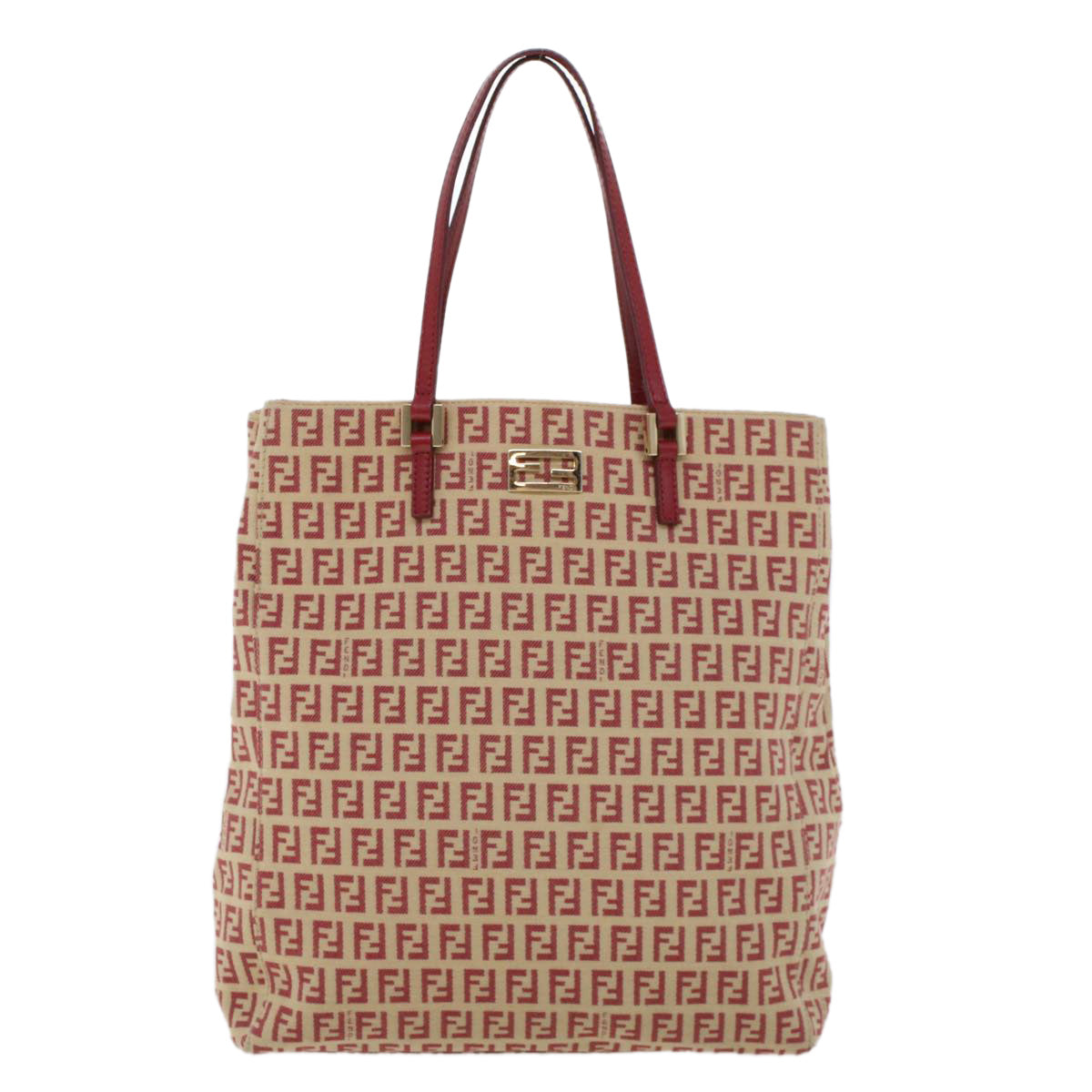 FENDI Zucchino Canvas Tote Bag Red am4379