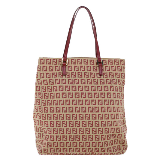 FENDI Zucchino Canvas Tote Bag Red am4379