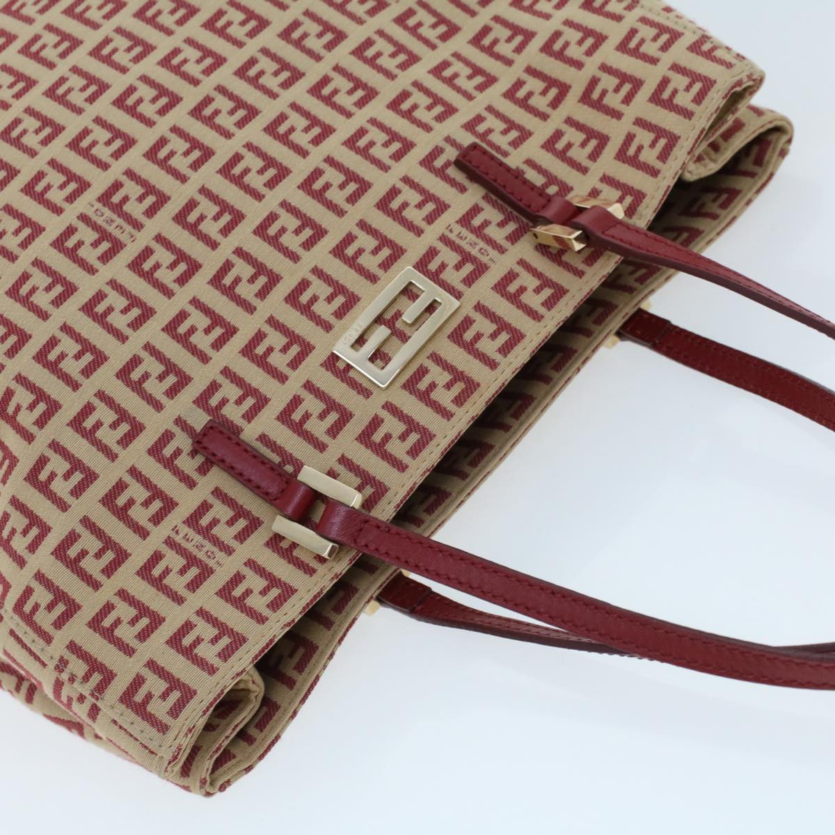 FENDI Zucchino Canvas Tote Bag Red am4379