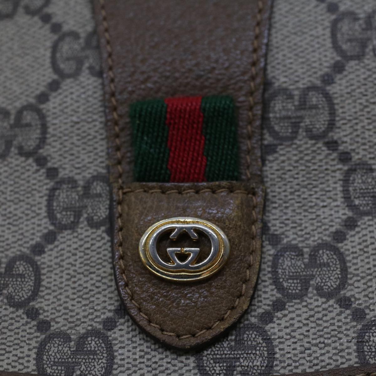 GUCCI GG Canvas Web Sherry Line Clutch Bag Beige Red 89.01.030 am4401