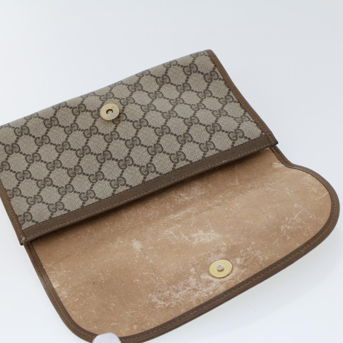 GUCCI GG Canvas Web Sherry Line Clutch Bag Beige Red 89.01.030 am4401