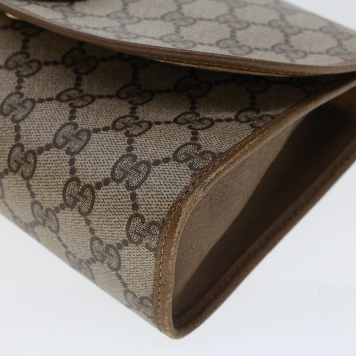 GUCCI GG Canvas Web Sherry Line Clutch Bag Beige Red 89.01.030 am4401