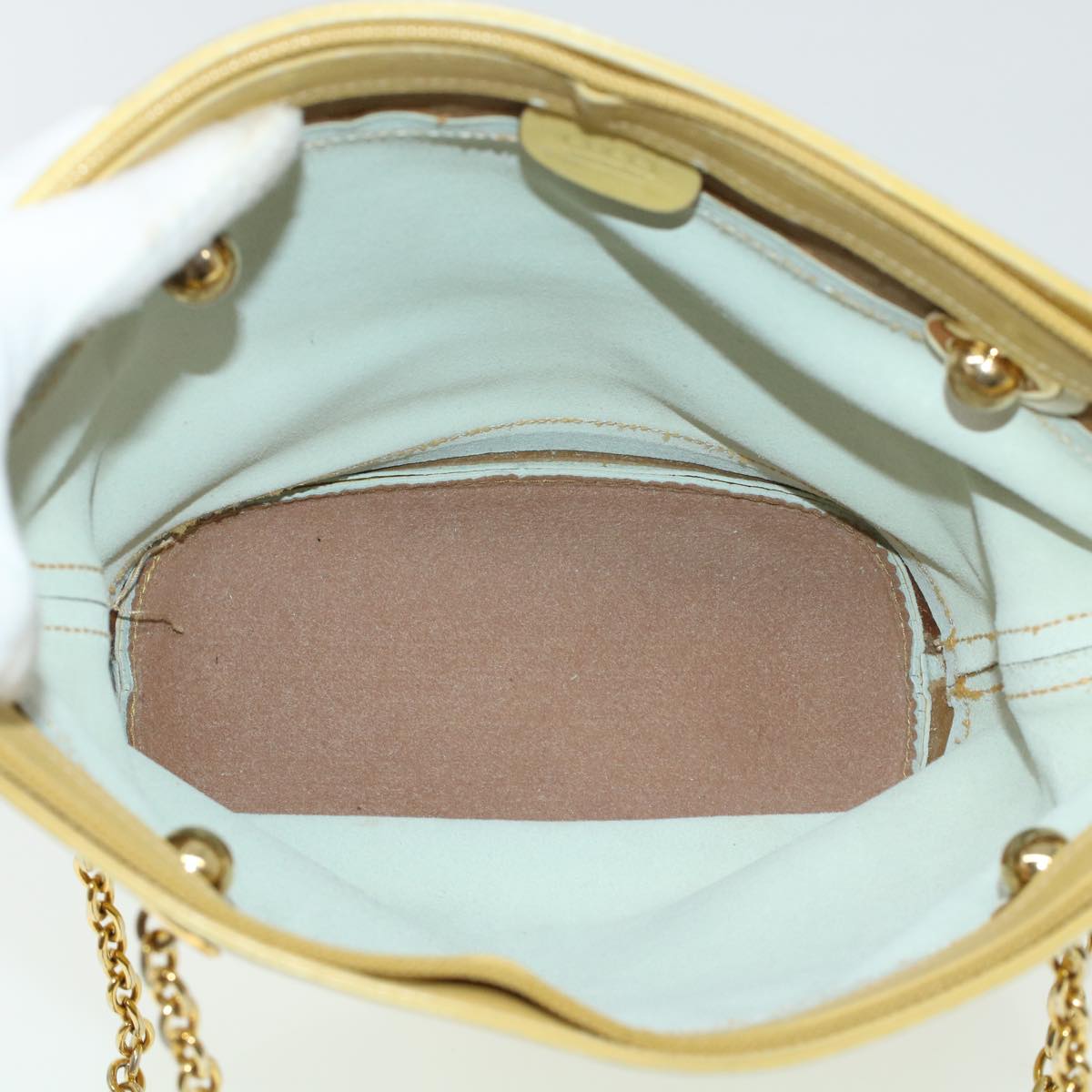 GUCCI Bamboo Chain Shoulder Bag Leather Yellow am4418