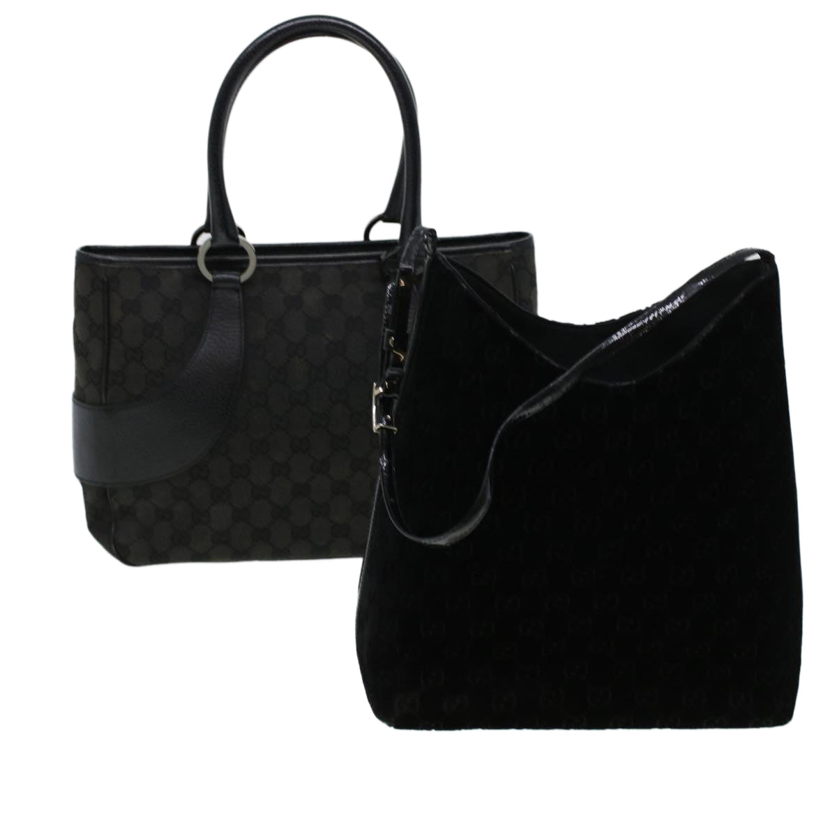GUCCI GG Canvas Shoulder Hand Bag 2Set Black am4437