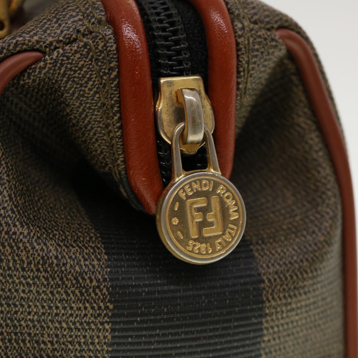 FENDI Pecan Canvas Mini Hand Bag Brown Black am4474