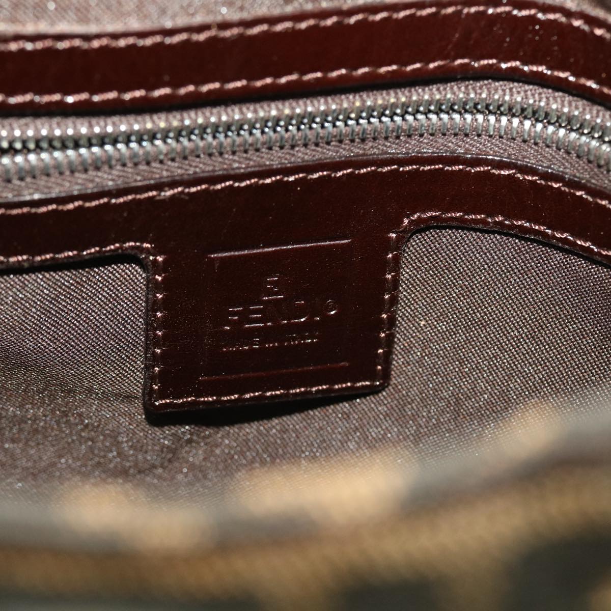 FENDI Zucca Canvas Mamma Baguette Shoulder Bag Nylon Brown Black am4494