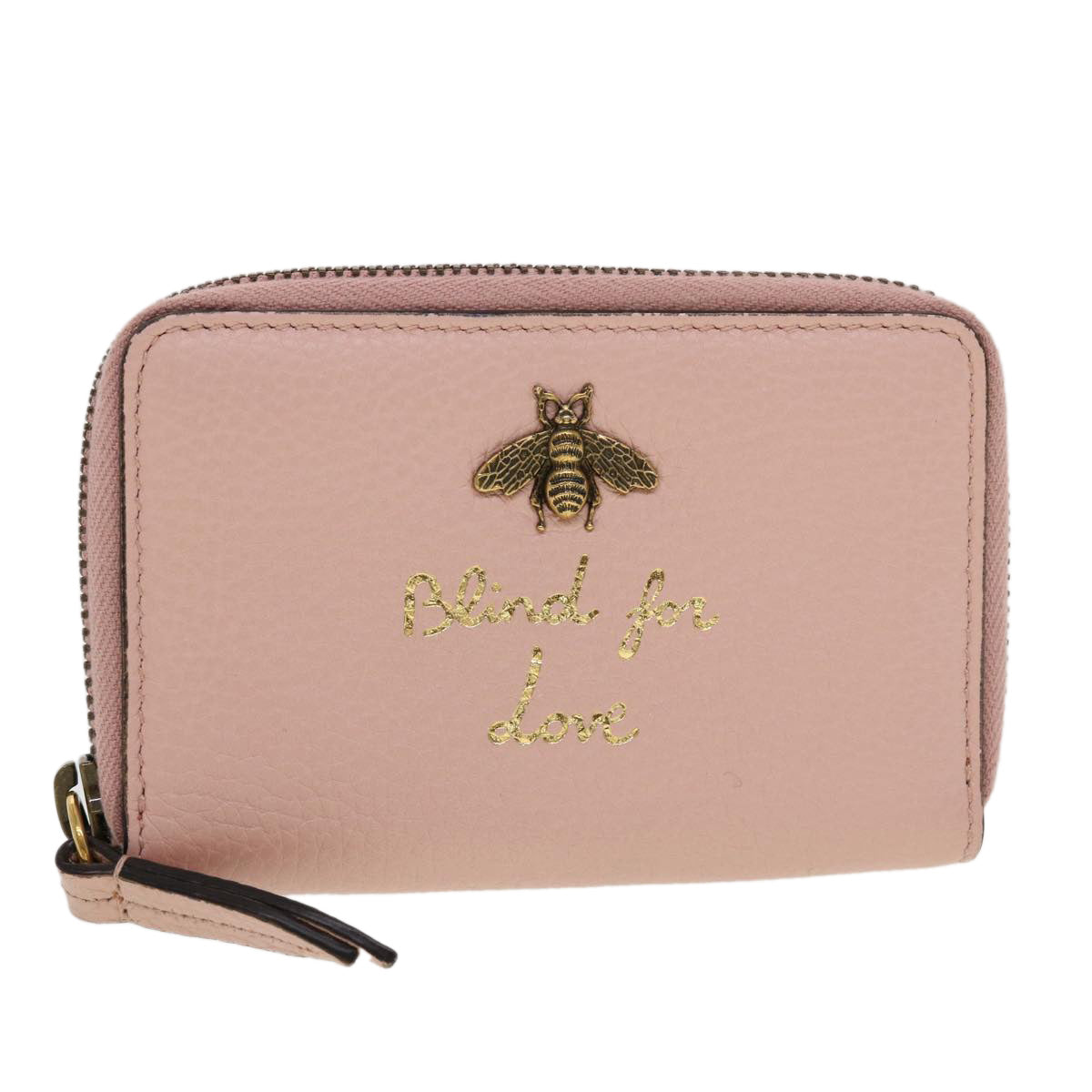 GUCCI Animalie Card Case Leather Pink 546590 am4503