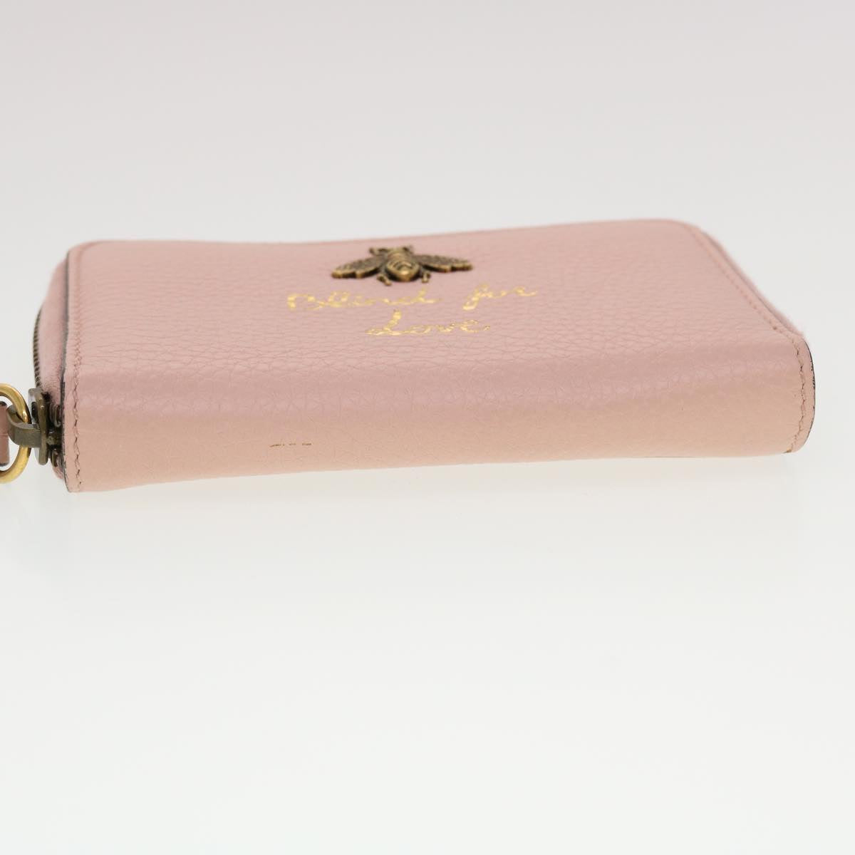 GUCCI Animalie Card Case Leather Pink 546590 am4503