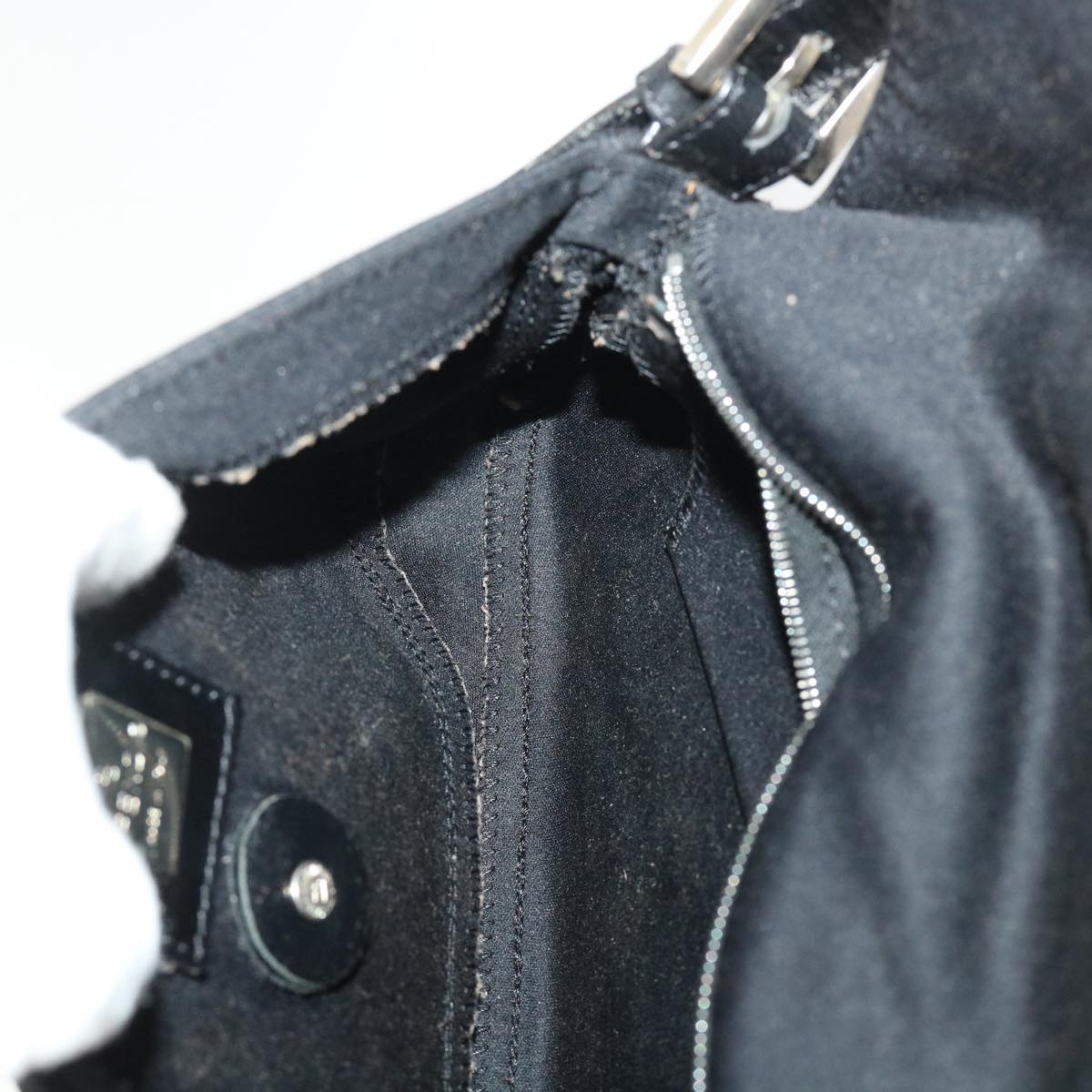 FENDI Mamma Baguette Shoulder Bag Nylon Leather Black am4595
