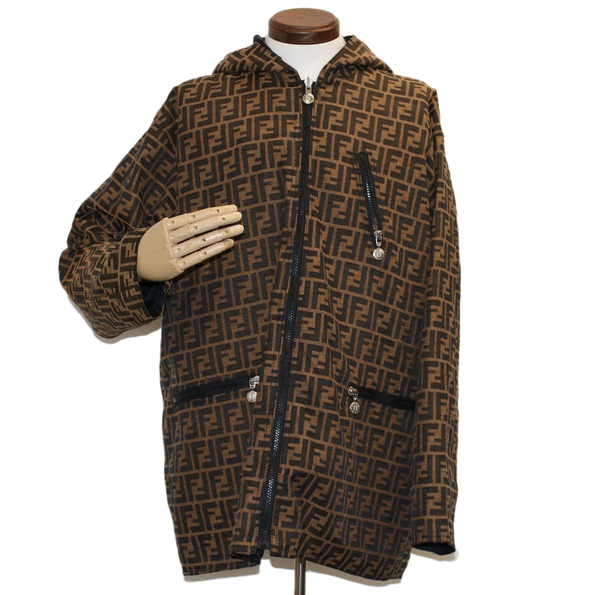 FENDI Zucca Canvas Jacket Black Brown am4620