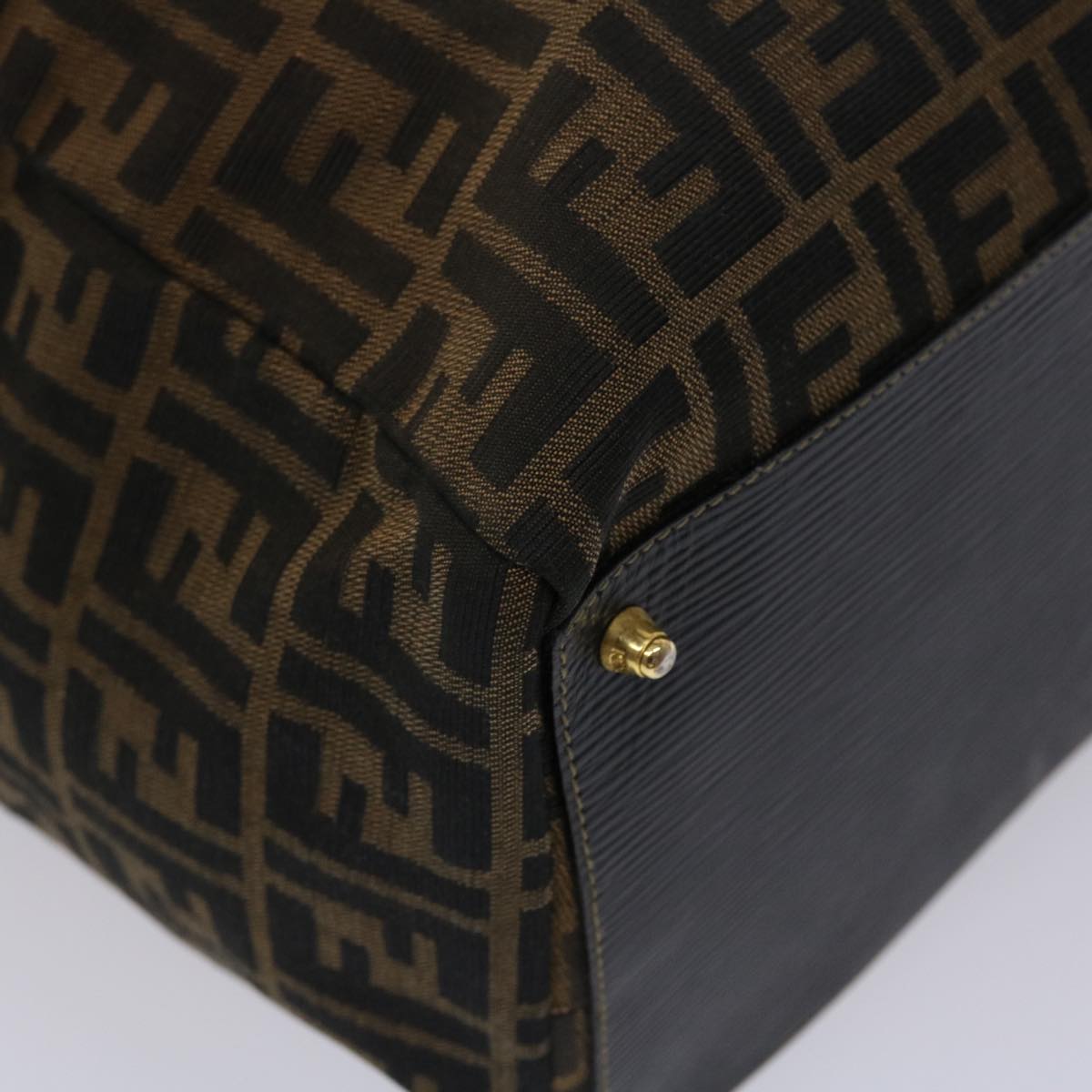 FENDI Zucca Canvas Boston Bag Nylon Brown Black am4661