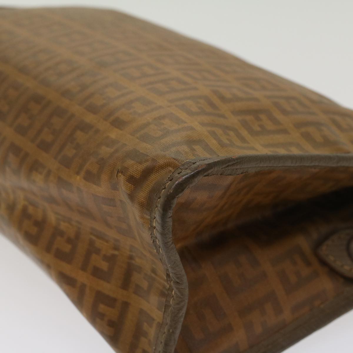 FENDI Zucchino Canvas Clutch Bag Vintage Beige am4754