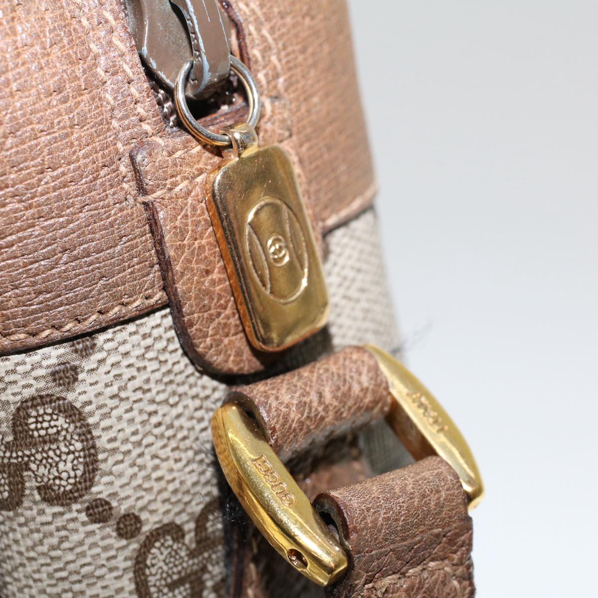 GUCCI GG Canvas Web Sherry Line Shoulder Bag PVC Leather Beige Red am4836