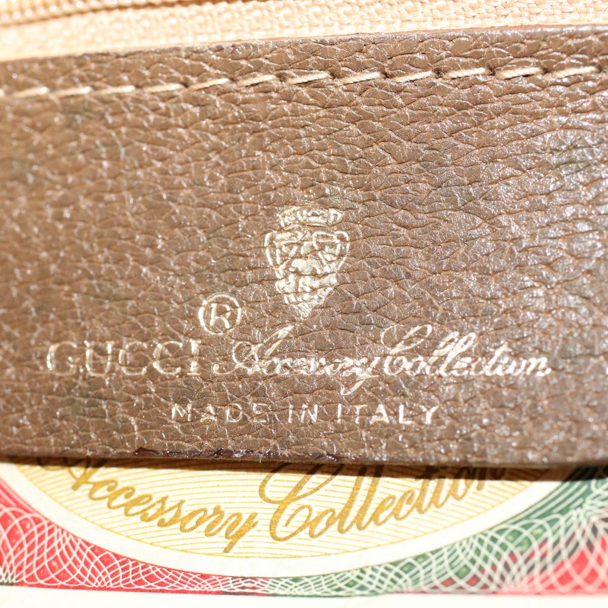 GUCCI GG Canvas Web Sherry Line Shoulder Bag PVC Leather Beige Red am4836