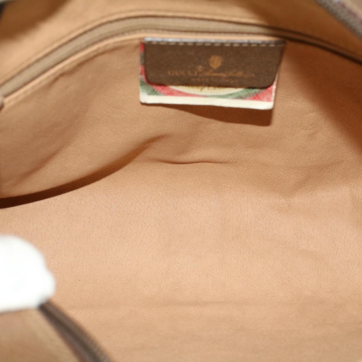 GUCCI GG Canvas Web Sherry Line Shoulder Bag PVC Leather Beige Red am4836