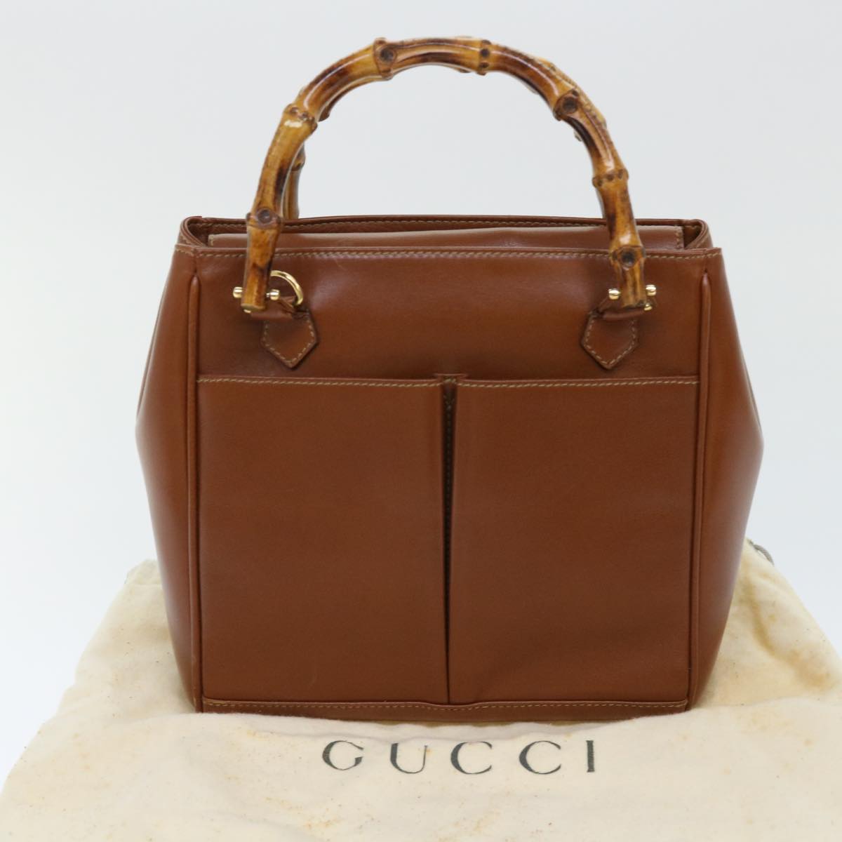 GUCCI Bamboo Hand Bag Leather Black 000.1274.0290 am4842