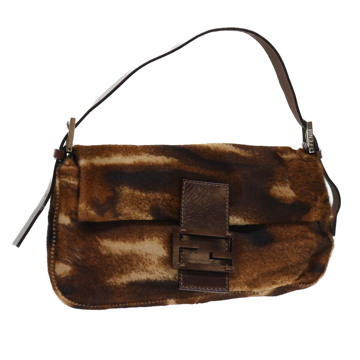 FENDI Mamma Baguette Shoulder Bag Harako leather Brown am4876