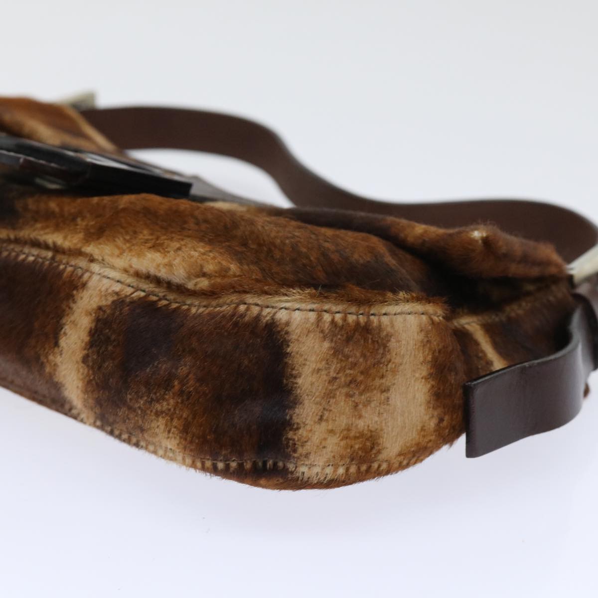 FENDI Mamma Baguette Shoulder Bag Harako leather Brown am4876