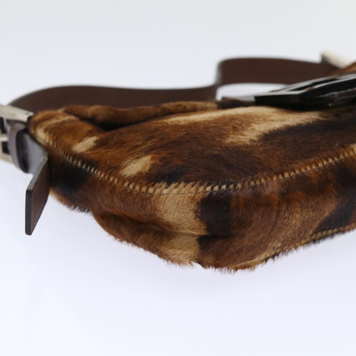 FENDI Mamma Baguette Shoulder Bag Harako leather Brown am4876