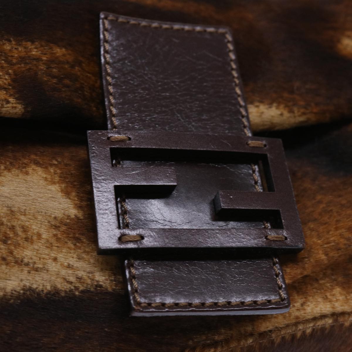 FENDI Mamma Baguette Shoulder Bag Harako leather Brown am4876