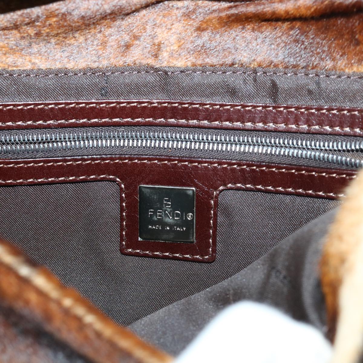 FENDI Mamma Baguette Shoulder Bag Harako leather Brown am4876