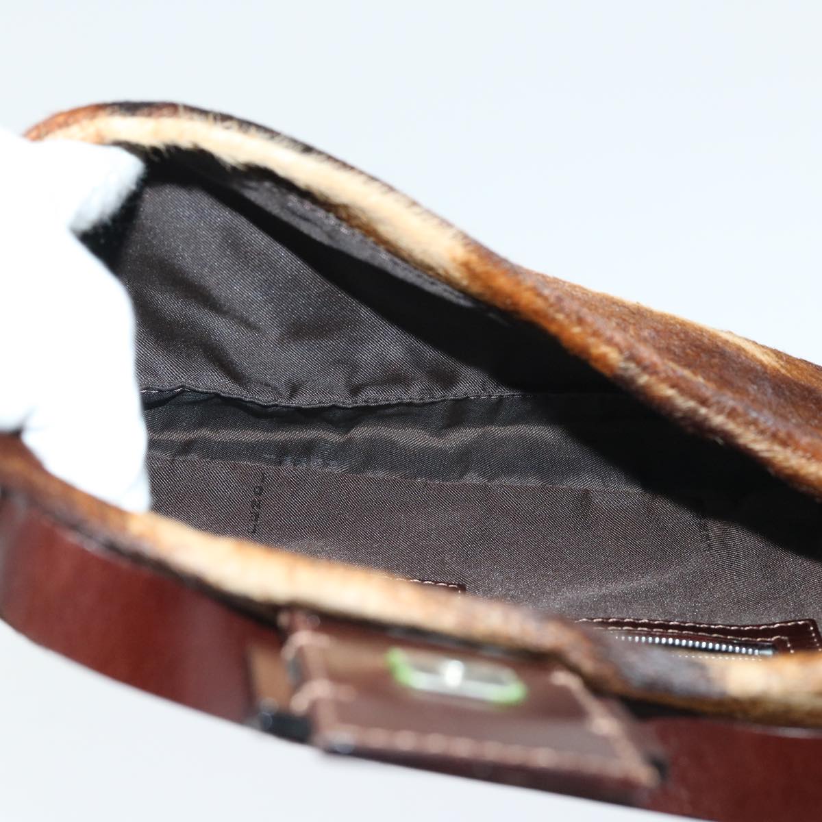 FENDI Mamma Baguette Shoulder Bag Harako leather Brown am4876