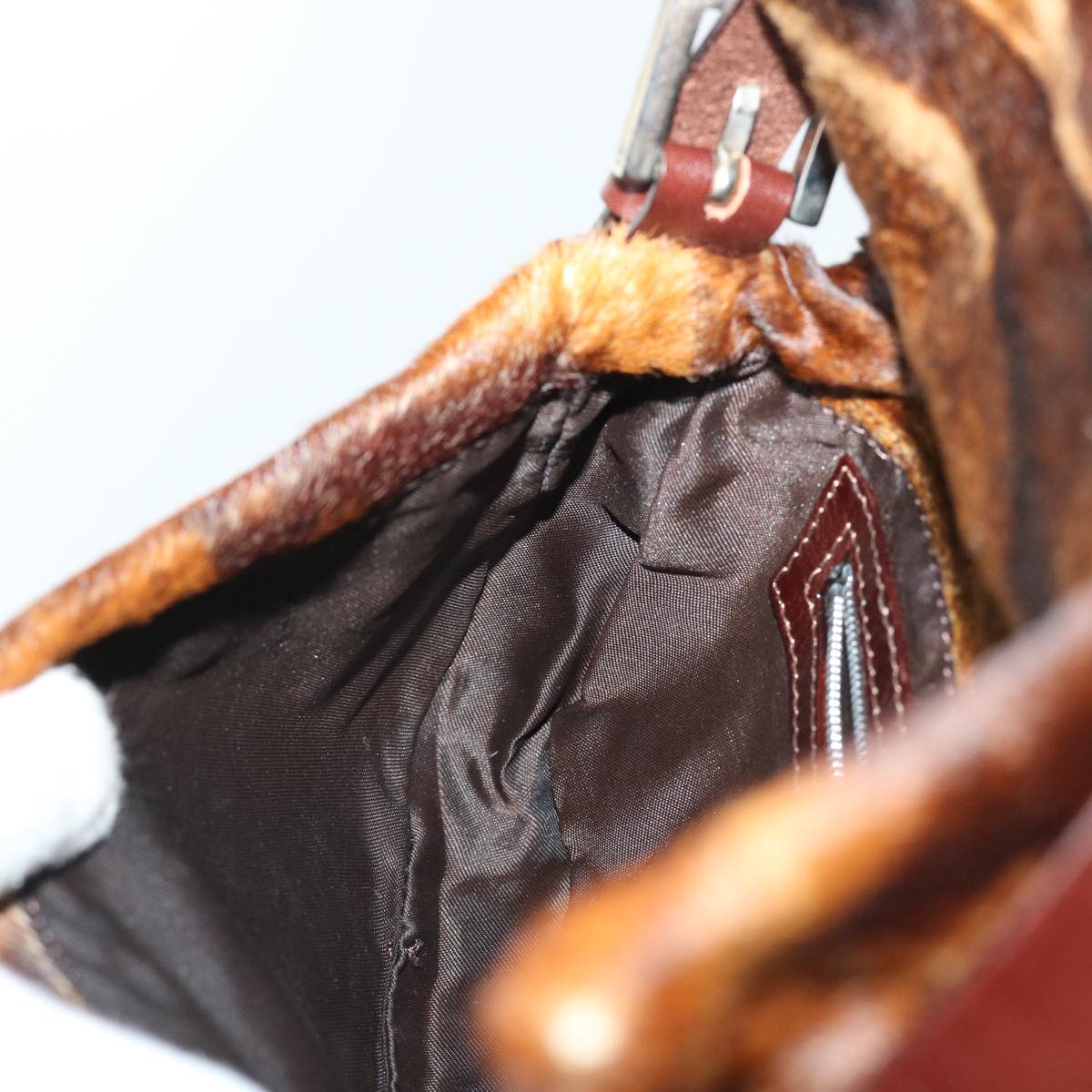 FENDI Mamma Baguette Shoulder Bag Harako leather Brown am4876
