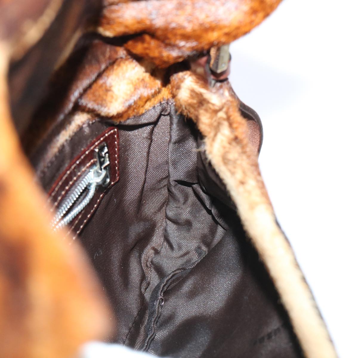 FENDI Mamma Baguette Shoulder Bag Harako leather Brown am4876
