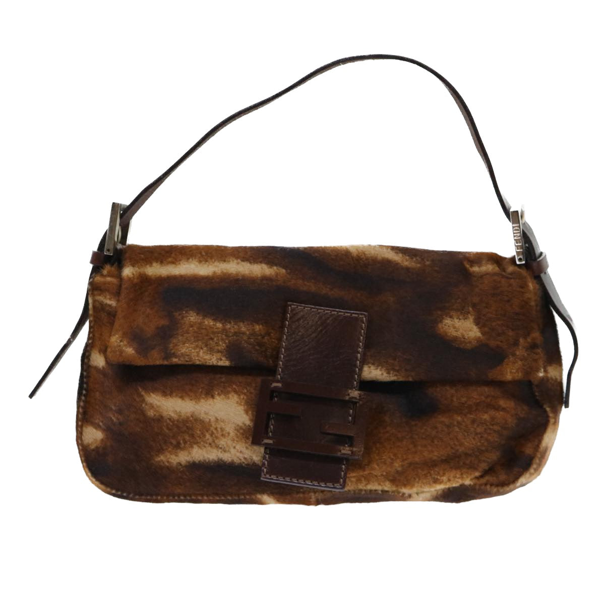 FENDI Mamma Baguette Shoulder Bag Harako leather Brown am4876