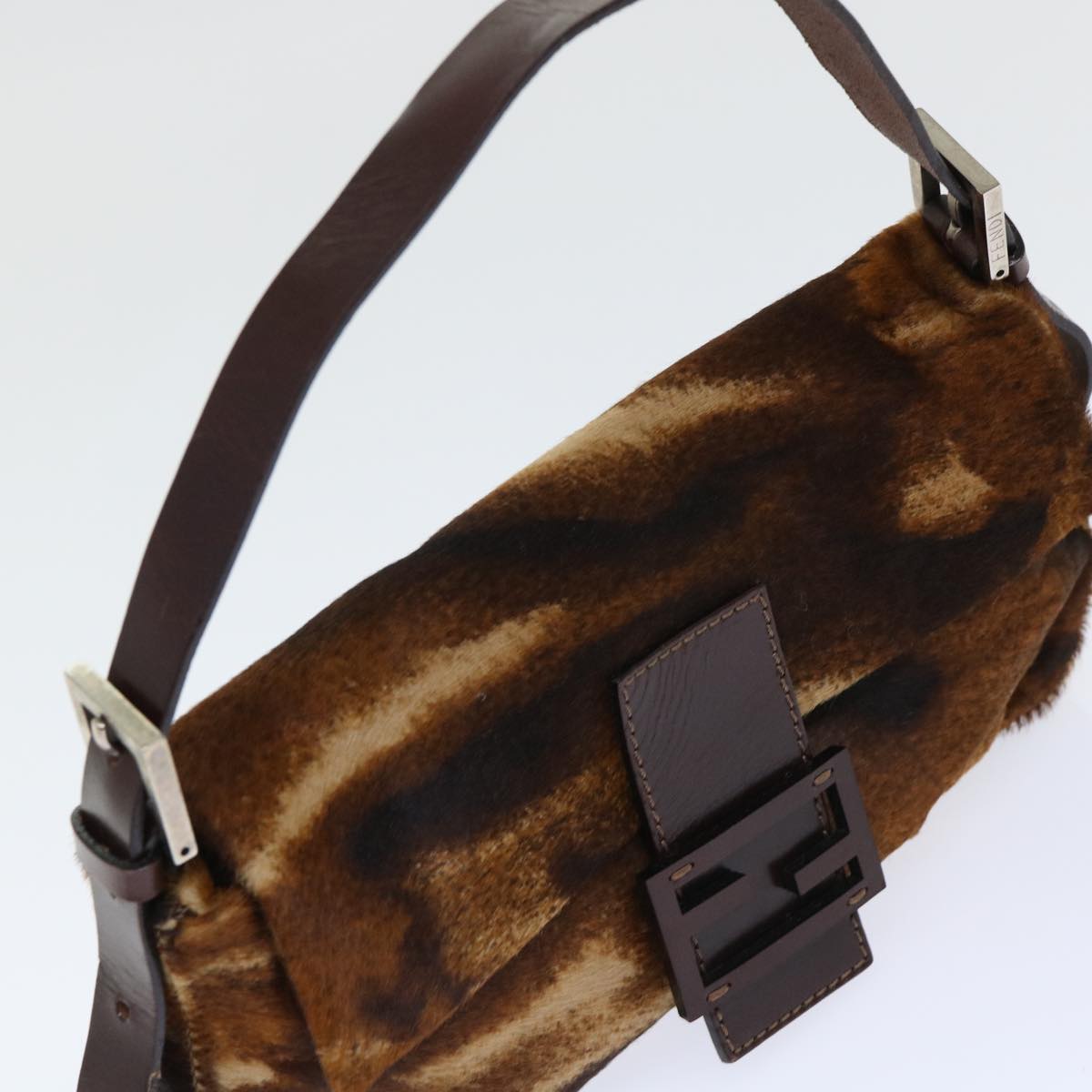 FENDI Mamma Baguette Shoulder Bag Harako leather Brown am4876