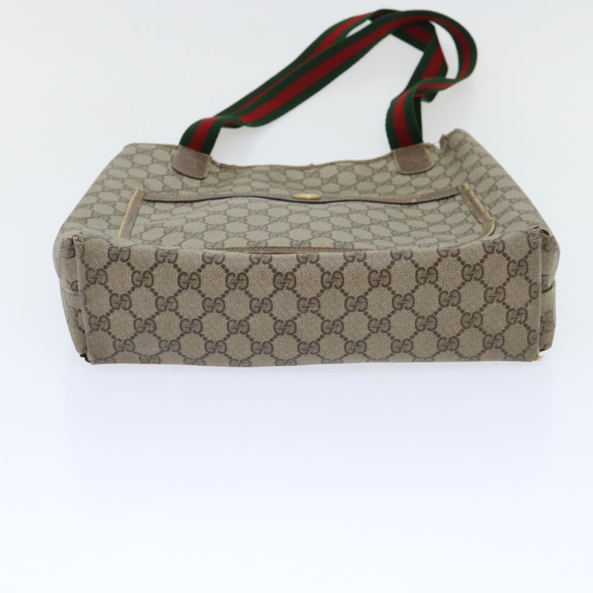 GUCCI GG Canvas Web Sherry Line Shoulder Bag PVC Leather 2Set Beige am4903