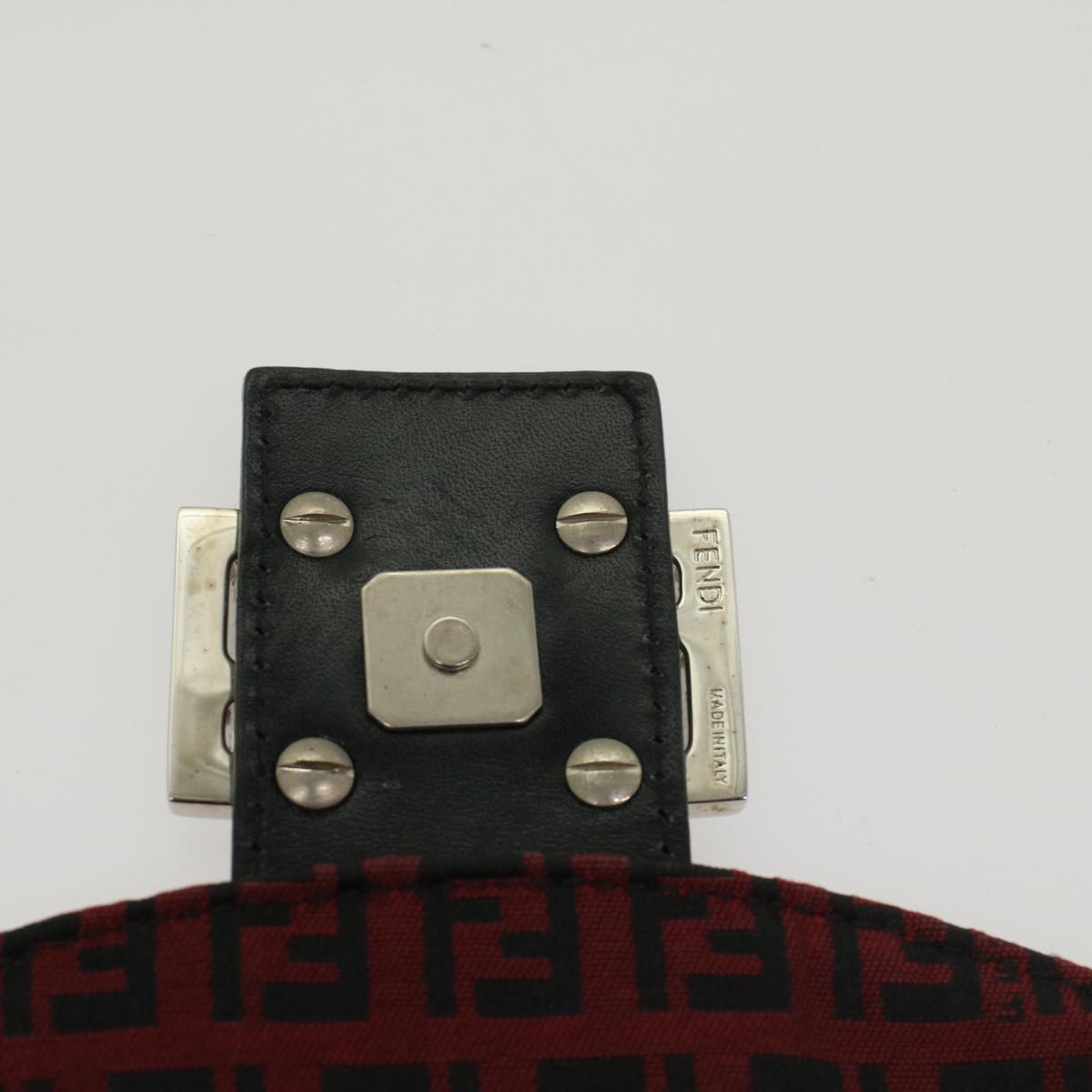 FENDI Zucchino Canvas Mamma Baguette Shoulder Bag Red am5029