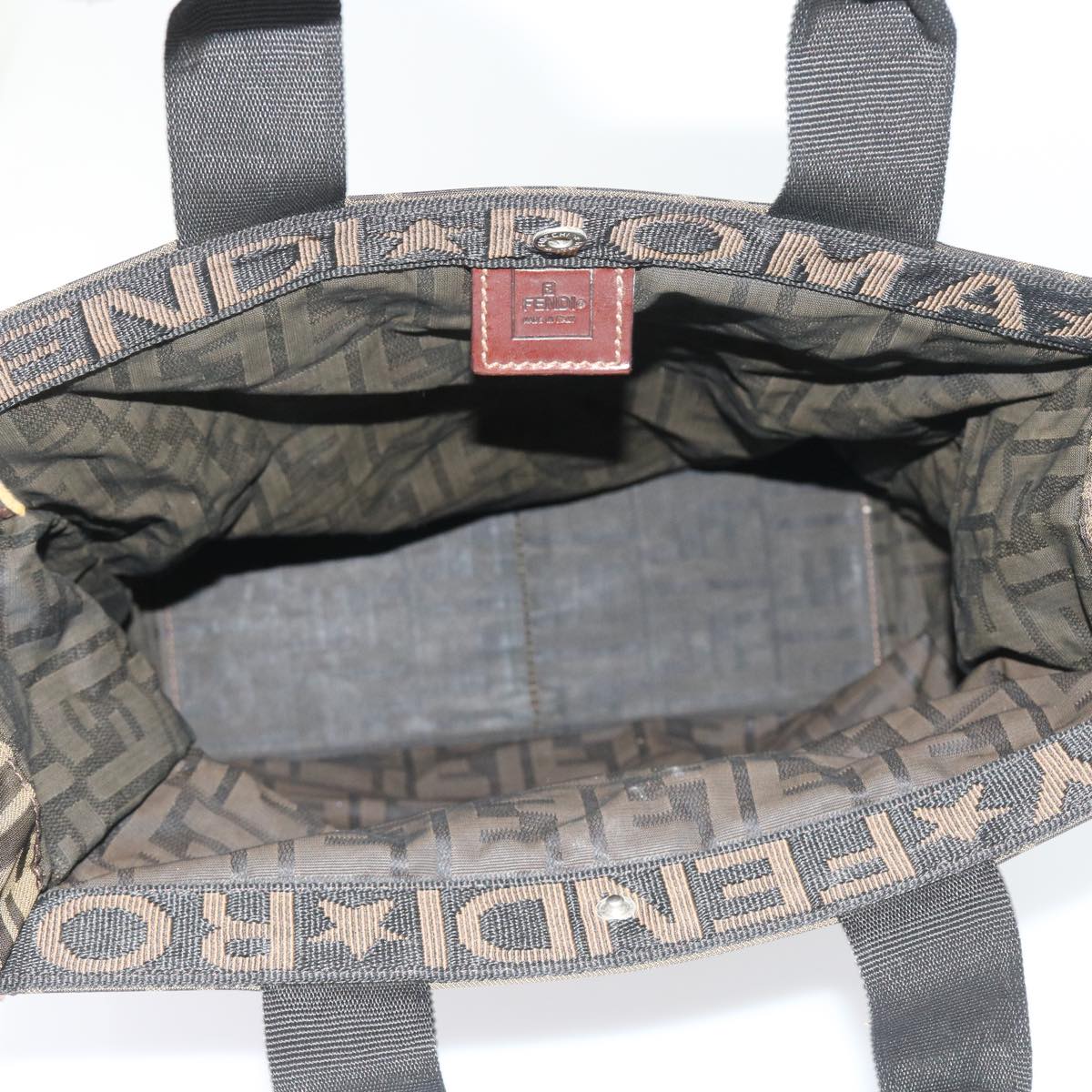 FENDI Zucca Canvas Hand Bag Nylon 2Set Brown Black am5047