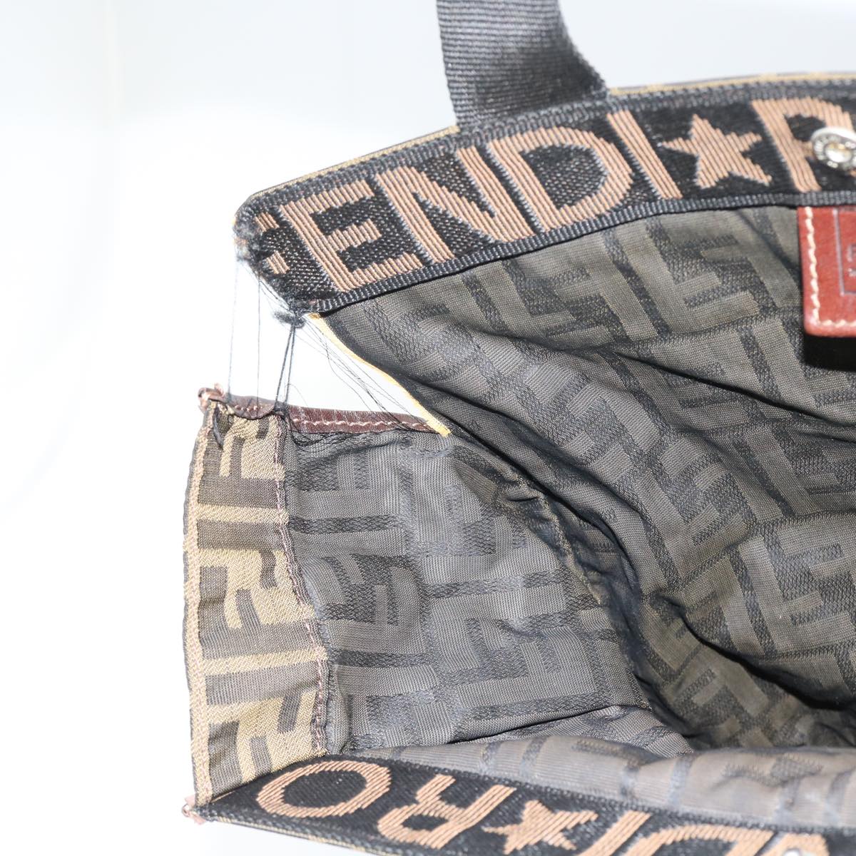 FENDI Zucca Canvas Hand Bag Nylon 2Set Brown Black am5047