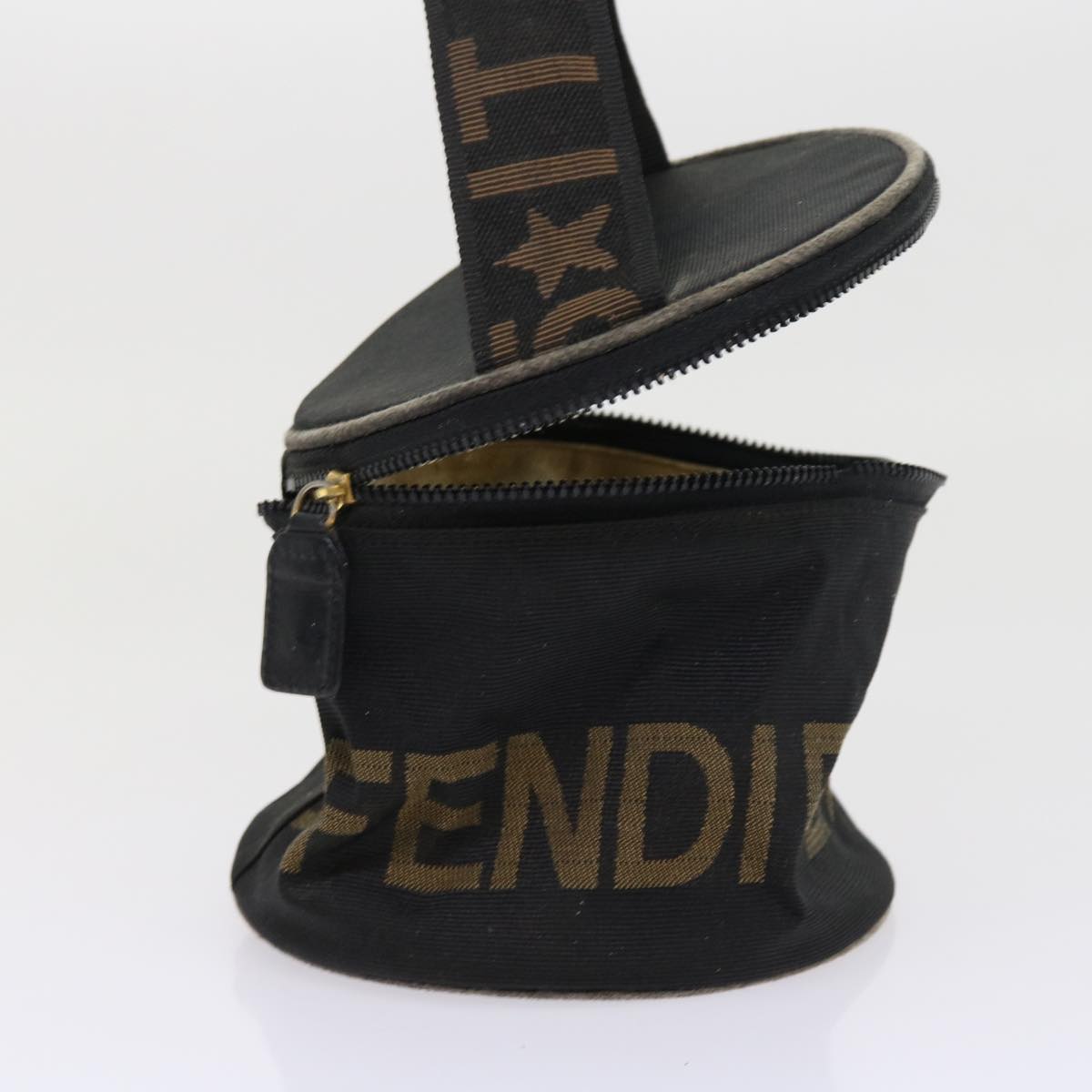 FENDI Zucca Canvas Hand Bag Nylon 2Set Brown Black am5047