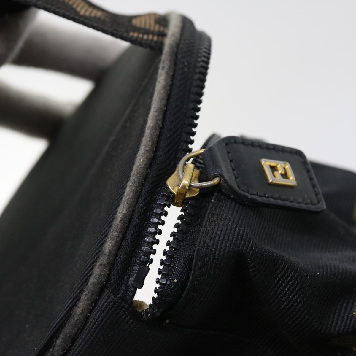 FENDI Zucca Canvas Hand Bag Nylon 2Set Brown Black am5047