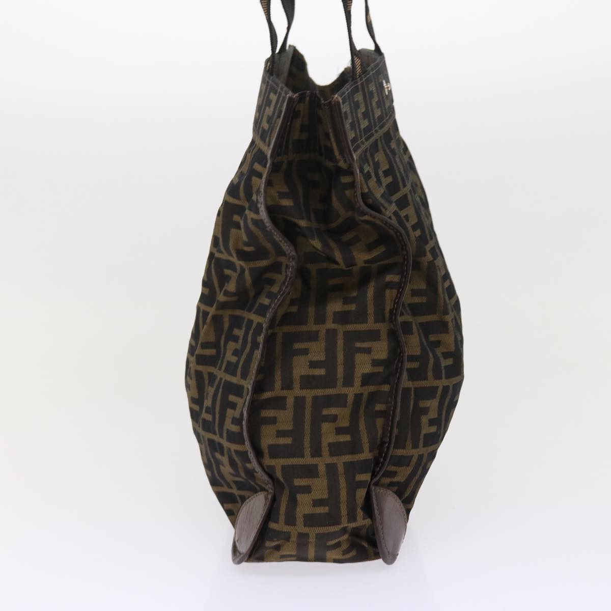FENDI Zucca Canvas Hand Bag Nylon 2Set Brown Black am5047