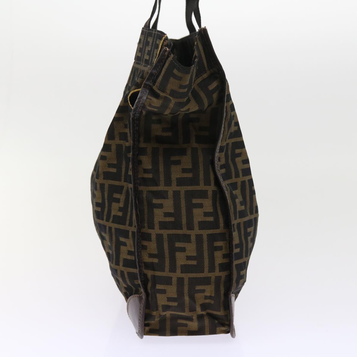 FENDI Zucca Canvas Hand Bag Nylon 2Set Brown Black am5047